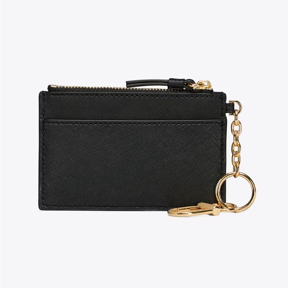 Tory Burch Black Card Pouch with Gold Accents - Picture 2 of 5